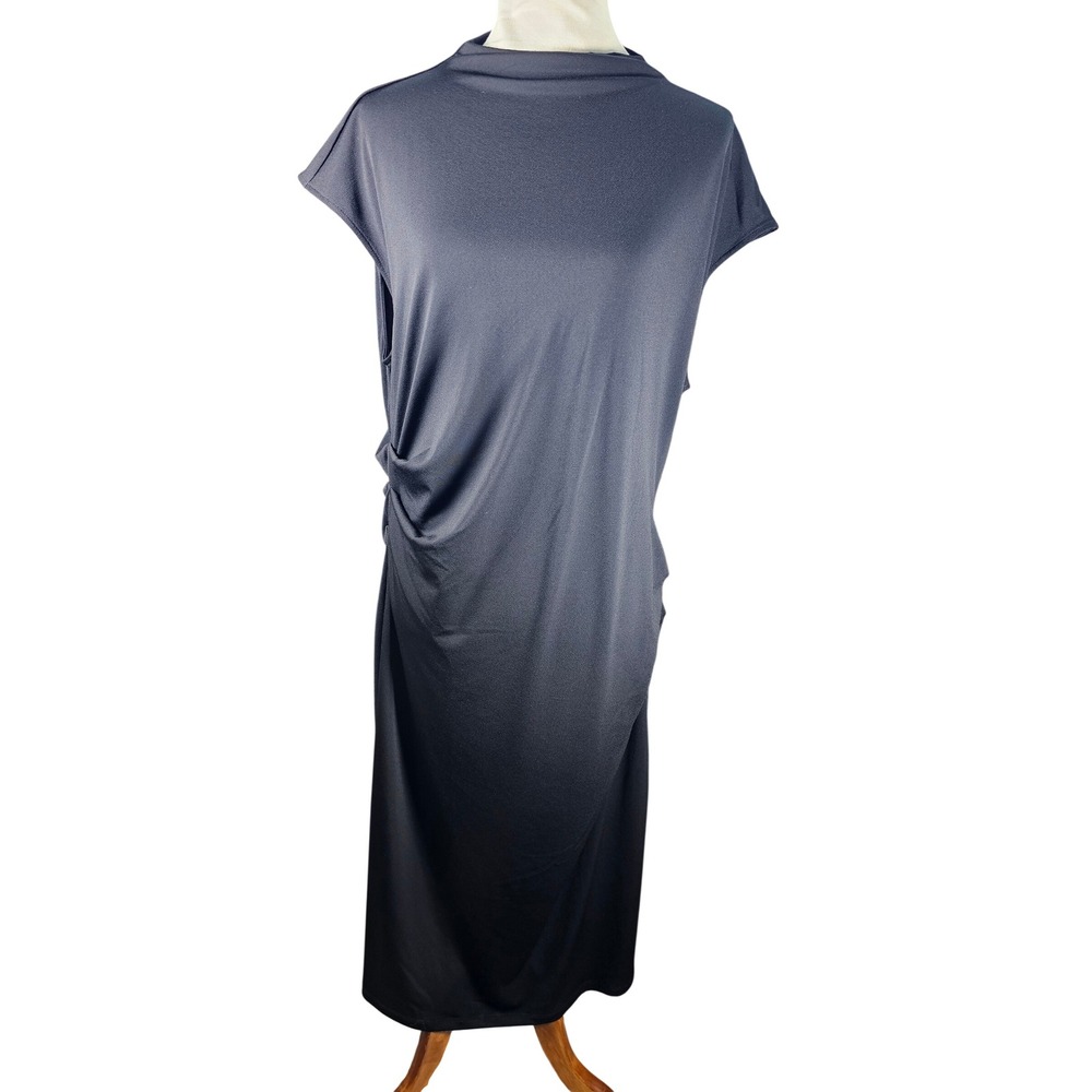 Nine West Womens Mineral Black Ruched Side Draped Midi Dress XXL WW52Y330RS2